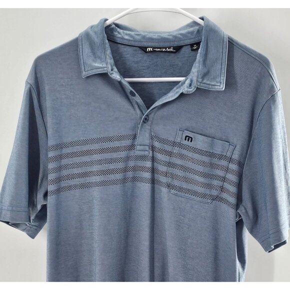 Travis Mathew Mens Polo Short Sleeve‎ Shirt Blue M Golf Performance Stretch - Picture 1 of 4